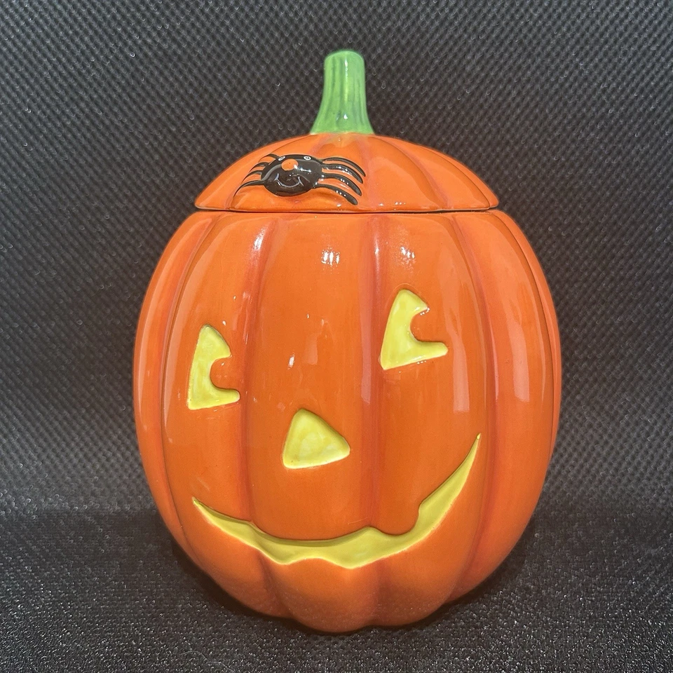 Hallmark Halloween Jack-O-Lantern calabaza araña plato de caramelo tarro de galletas 7,5” Foto 1 de 1