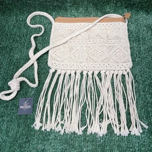 Hollister Fringe Crossbody Purse Cream NWT - Picture 1 of 7