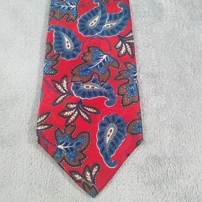 Corbata de seda Cambridge Classics para hombre roja azul floral cachemira 58" x 3,5" Foto 1 de 4