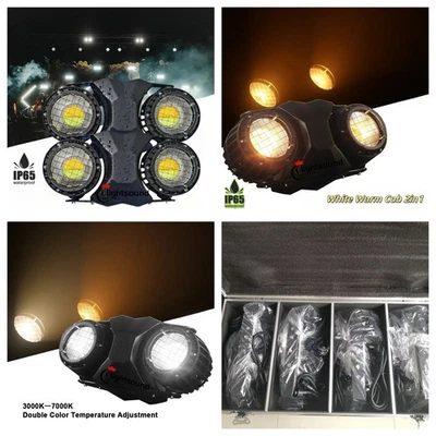 4pc IP65 Waterproof 200W LED Blinder Light 2 Eyes COB Audience Light W/CASE - Image 1 of 4