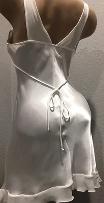 Vestido De Colección Blanco Hielo Ancho Encaje Gasa Satén S Foto 1 de 4