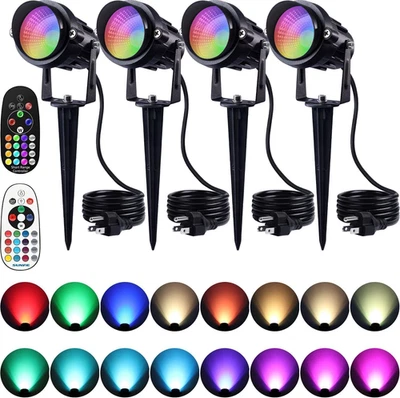 Halloween Outdoor Spotlight 12W RGBW Color Changing Landscape Lights with Remote - Image 1 of 4