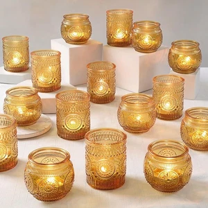 36 Pcs Amber Glass Candle Holders - Fall Votive Candle Holders for Party Deco... - Picture 1 of 7