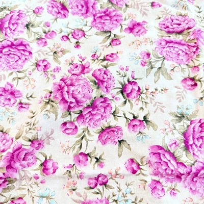 Longaberger Fabric 35"x 35" Pink Flowers. Multiple Uses. - Image 1 of 4