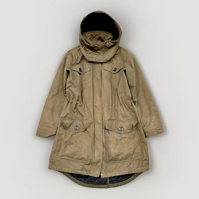 Chaqueta impermeable encerada con capucha Mackage ribete de cuero marrón talla grande Foto 1 de 4