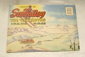 Vintage Sun Valley Idaho Foldout Postcards, Sawtooth Mountains, Linen Style - Picture 1 of 4