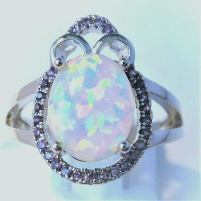 GORGEOUS WHITE FIRE OPAL RING SIZE  "N" - Image 1 of 4