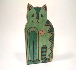 Cat Wall Hanging Wood Panel Cat Lover Decor 7" - Picture 1 of 10