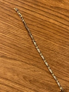 10kt Yellow Gold White Diamond Bracelet - 6 1/2" - Picture 1 of 3