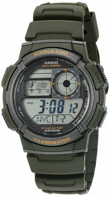 Casio AE1000W-3AV 47.7mm Case Green Resin Band Men's Watch