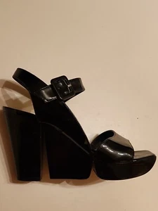 Robert Clergerie Womens Slingback Peep Toe Square Heel Black Size 5.5 - Picture 1 of 8