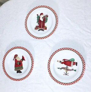 Set of 3 Santa Christmas Plates Sakura Debbie Mumm The Magic of Santa Red Green - Picture 1 of 14