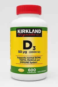 Kirkland Signature Strength D3 Vitamin 50μg 2000IU Nahrungsergänzungsmittel 600 Kapseln - Bild 1 von 6