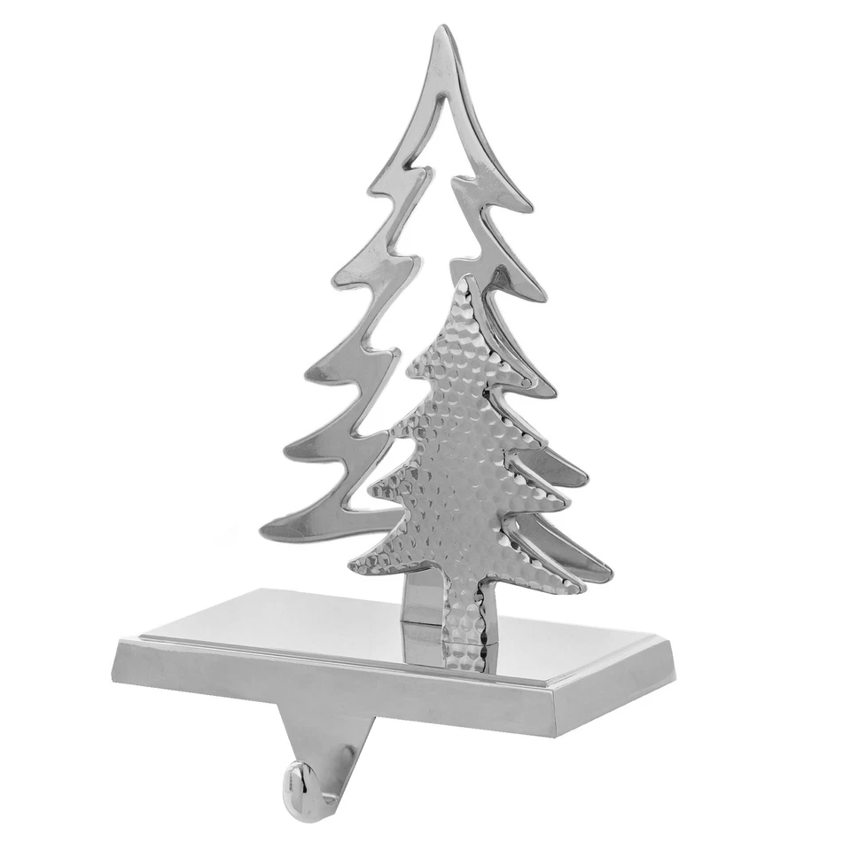 Decorazione Per Appendere Calze Di Natale - Camino / Mensola - Argento - Albero - Immagine 1 di 1