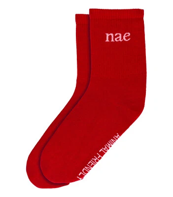 Animal Friendly red socks vegan cruelty-free accessories size M and L elastic - Image 1 of 4