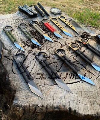 LOTE DE 10 CUCHILLOS EDC DE CAZA HECHOS A MANO PERSONALIZADOS DE ACERO AL CARBONO CON FUNDA Foto 1 de 3