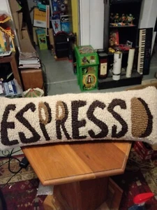 Chandler 4 Corners Espresso Brown Hooked Wool Throw Pillow 8" x 24” India - Picture 1 of 7