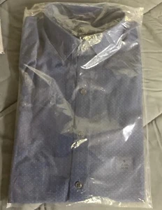 New Bar III Men's 14-14 1/2 32/33 Navy Dot Print Slim Fit Stretch Dress Shirt - Picture 1 of 2