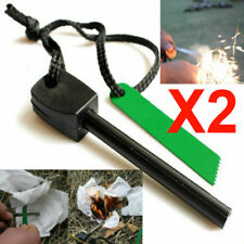 2X Survival Magnesium Flint And Steel Striker Fire Starter Lighter Stick Camping