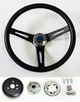70-76 Dodge Dart Duster Charger Demon Black on Black Steering Wheel 13 1/2" - Image 1 of 4