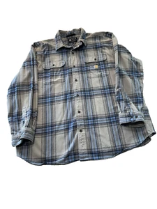 Carhartt Men's Loose Fit - Gry/Blu Plaid Flannel - Size 2L - Model TW4451-M - Picture 1 of 11