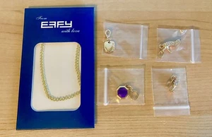 New EFFY Necklace  WITH LOVE 24" Chain with 4 Charms Pendant Gold Color - Picture 1 of 6