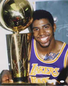 Magic Johnson Signed Los Angeles Lakers 16x20 Photo (JSA COA) JSA Witnessed - Picture 1 of 3