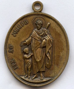 France Religious St. Joseph and Angel Pendant Medal 36x28mm 13gr !!! - Picture 1 of 2