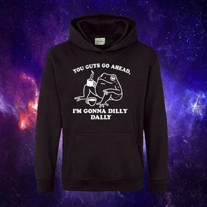 I'm Gonna Dilly Dally Funny Frog Gift Adults/Kids Unisex HOOD HOODIE - Picture 1 of 2
