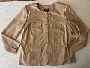 Dennis By Dennise Basso Suit Blazer Plus Size 2X Beige 5 Button Dress Jacket - Picture 1 of 11