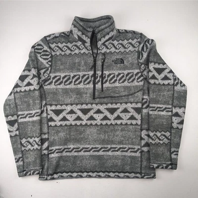 The North Face Men's Gray Aztec Tribal Gordon Lyons Fleece 1/2 Zip Pullover - MD - Image 1 of 4