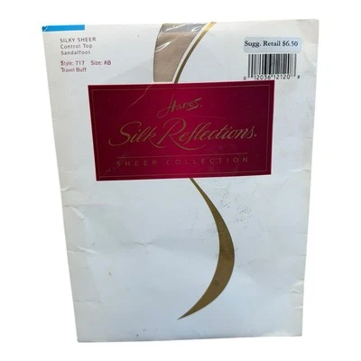 '96 Hanes Silk Reflections Sedoso Transparente Control Top Sandlefoot AB Travel Buff 717 Foto 1 de 2