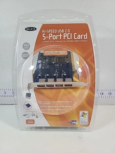 BELKIN Hi-Speed USB 2.0 5-Port PCI Card F5U220 Brand New Sealed Pack - Picture 1 of 14