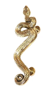 LEFT 18" inch long Large RATTLE SNAKE hollow brass hand made Python Old Style - Picture 1 of 11