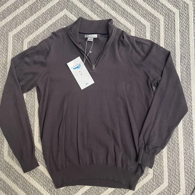  NUEVO Suéter Pullover de Golf Para Hombre Gris 1/4 Cremallera Mezcla de Algodón Talla M Nuevo con Etiquetas Foto 1 de 4