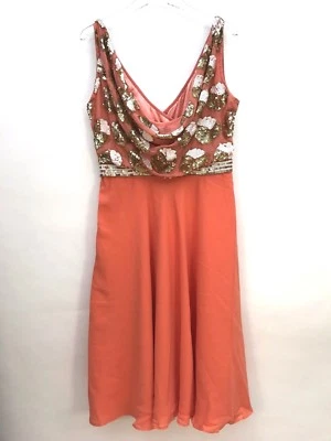 VIRGOS LOUNGE Adornado Cóctel Midi Boda Vestido UK16 EUR44 US12 - Imagen 1 de 4