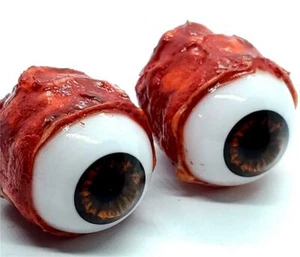 HALLOWEEN HORROR Movie PROP EYEBALL Popper Pair for skulls, masks Chrystal Brown - Picture 1 of 1