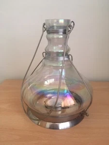 Iridescent lamp. Real rainbow colours within clear glass. Metal handle & trim - Picture 1 of 6