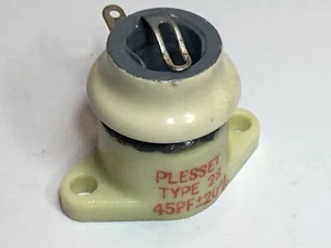 Plessey 45 PF, 10KV High Frequency / Voltage Ceramic Capacitor, Chassis Mount. - Picture 1 of 6