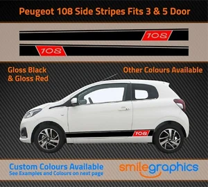 Peugeot 108 Side stripe Kit Stickers decals - Other colours available - Foto 1 di 2