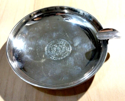 Rare Antique Silver Ashtray, 1642 Thaler Coin, German State Bremen, in Center Cover