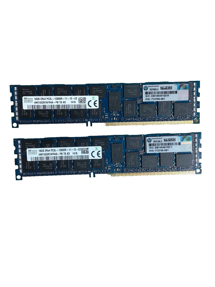 32GB Kit (2x16GB) SK Hynix HMT42GR7AFR4A-PB T3 AD PC3L-12800R ECC Server Memory - Image 1 of 1