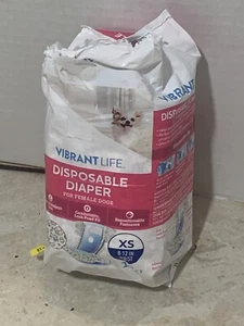 12 Vibrant Life Disposable Female Dog  Diaper XS "  OPEN Package - Picture 1 of 1