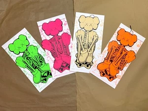 KAWS Skeleton Set of 4 Bone Orange Pink Green Halloween Fortnite Chum Skull - Picture 1 of 5