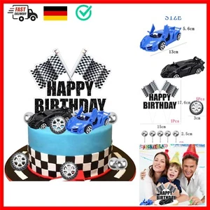 Rennwagen Tortendeko Geburtstag Kuchen Deko Racing Car Cake Topper Happy Birt... - Bild 1 von 8