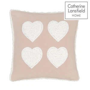 Blush Catherine Lansfield Cosy Heart Soft Unfilled Cushion Cover 43cm - Picture 1 of 5