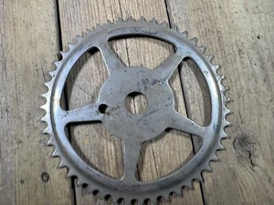 Antique Bicycle Chainring 48T One Piece Crank Crankset Nickel Plated Old Bike - Picture 1 of 12