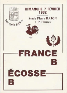 FRANCE B v SCOTLAND B 7 Feb 1982 RUGBY PROGRAMME - Picture 1 of 1