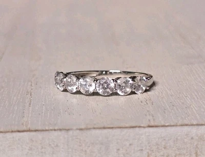 $500 Ross Simons 14k white gold 7 stone band Anniversary wedding ring - Image 1 of 4