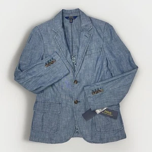 Polo Ralph Lauren NWT Chambray Blazer Blue Girls L 14-16 Women XS/S Preppy - Picture 1 of 11